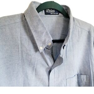 Polo Ralph Lauren Button Down Shirt Long Sleeve Cotton Chambray‎ Blue XXL